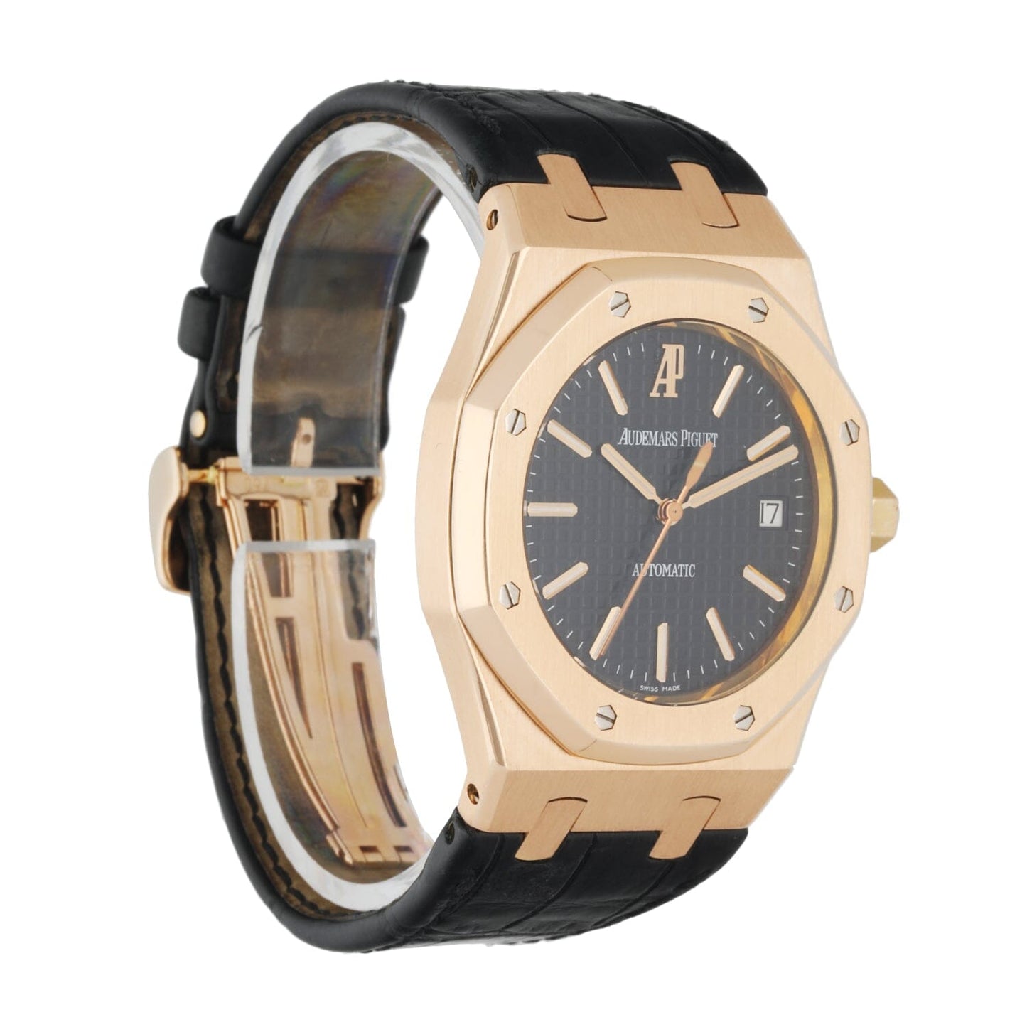 Audemars Piguet 15300OR Black Dial 18K Rose Gold Mens Watch