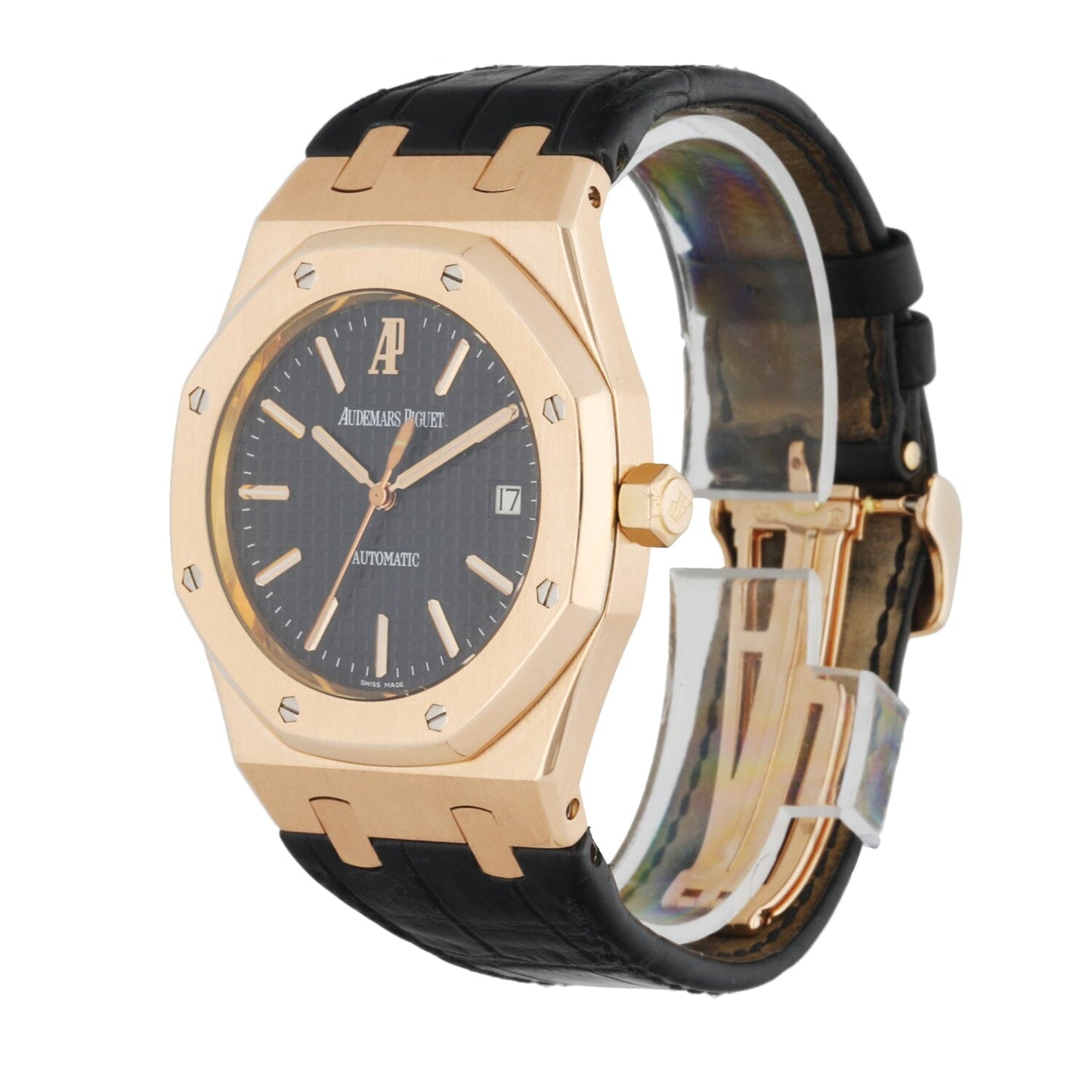 Audemars Piguet 15300OR Black Dial 18K Rose Gold Mens Watch