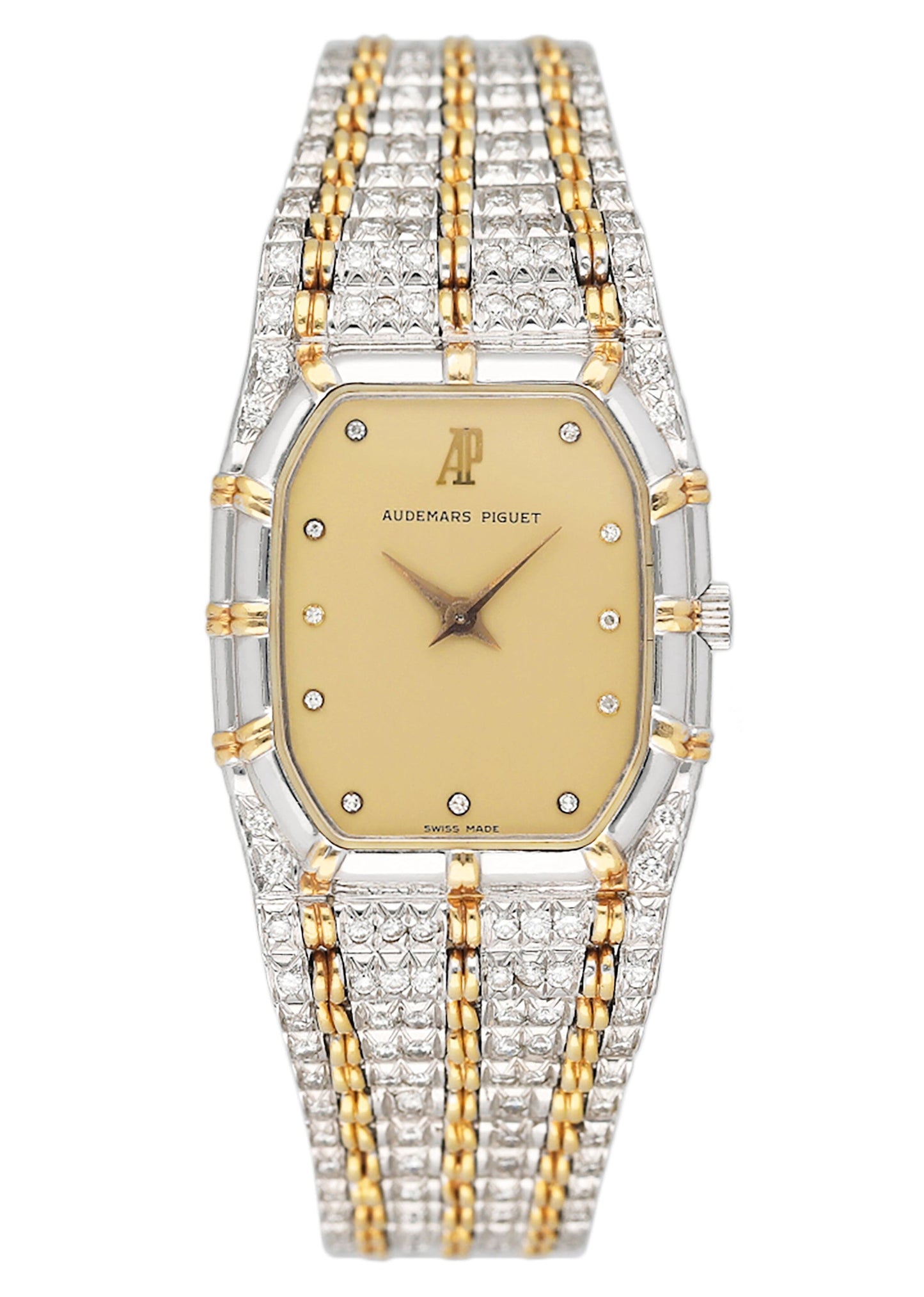 Audemars Piguet Bamboo Diamond Champagne Dial Two Tone Ladies Watch