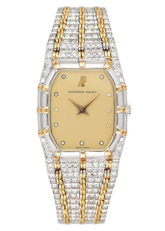 Audemars Piguet Bamboo Diamond Champagne Dial Two Tone Ladies Watch