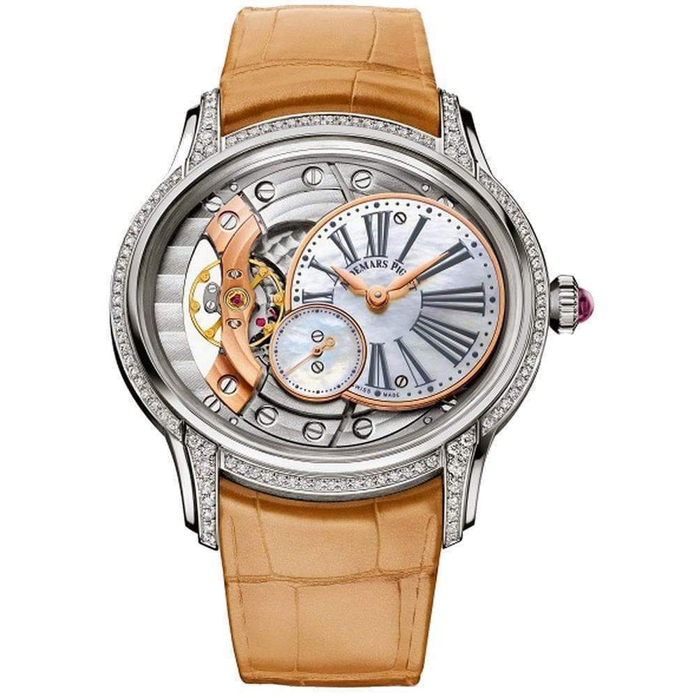 Audemars Piguet Millenary Hand-Wound 39mm 77247BC Openworked/Mother of Pearl Dial