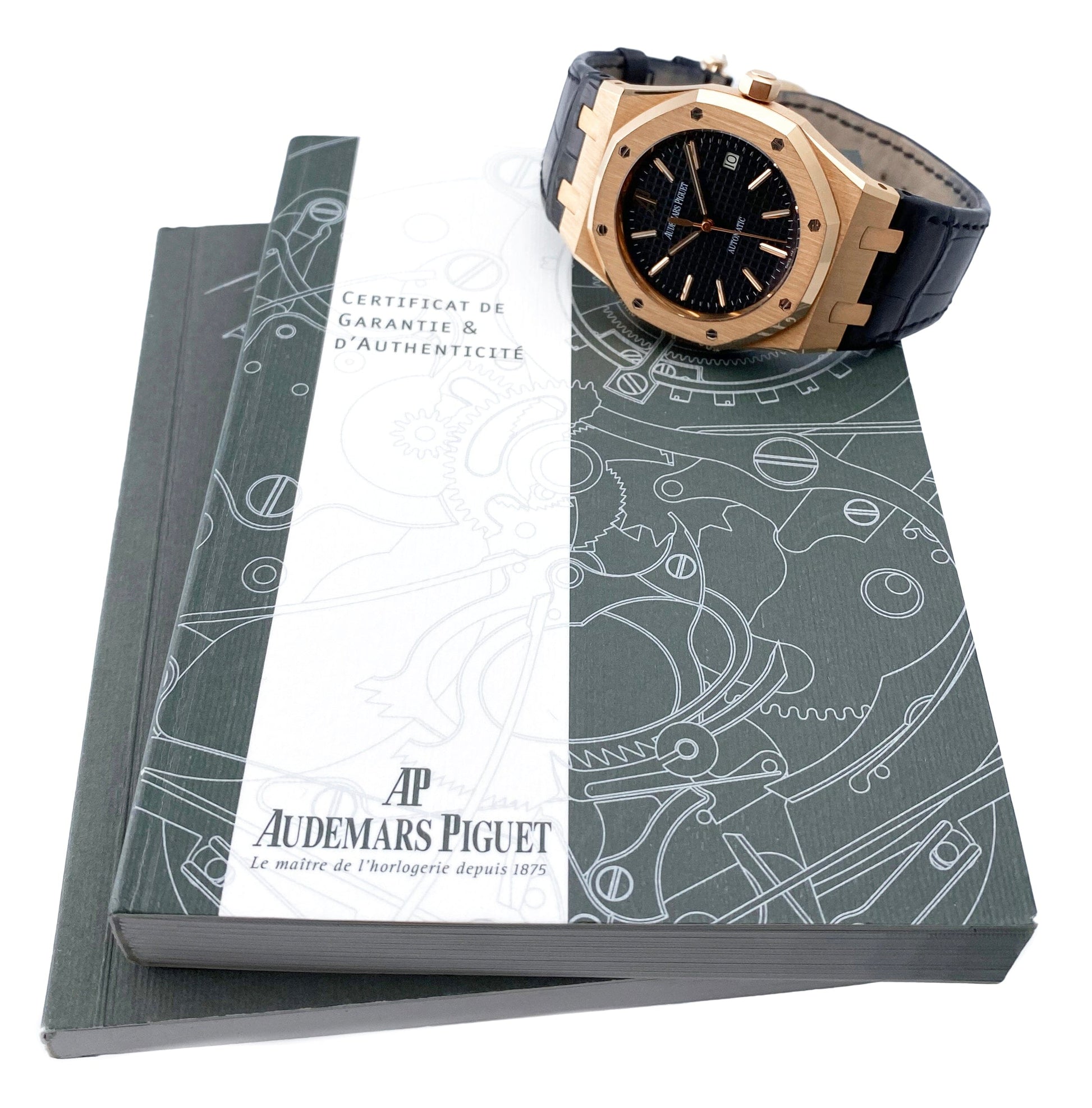 Audemars Piguet Royal Oak 15300OR Black Dial Mens Watch Box Papers