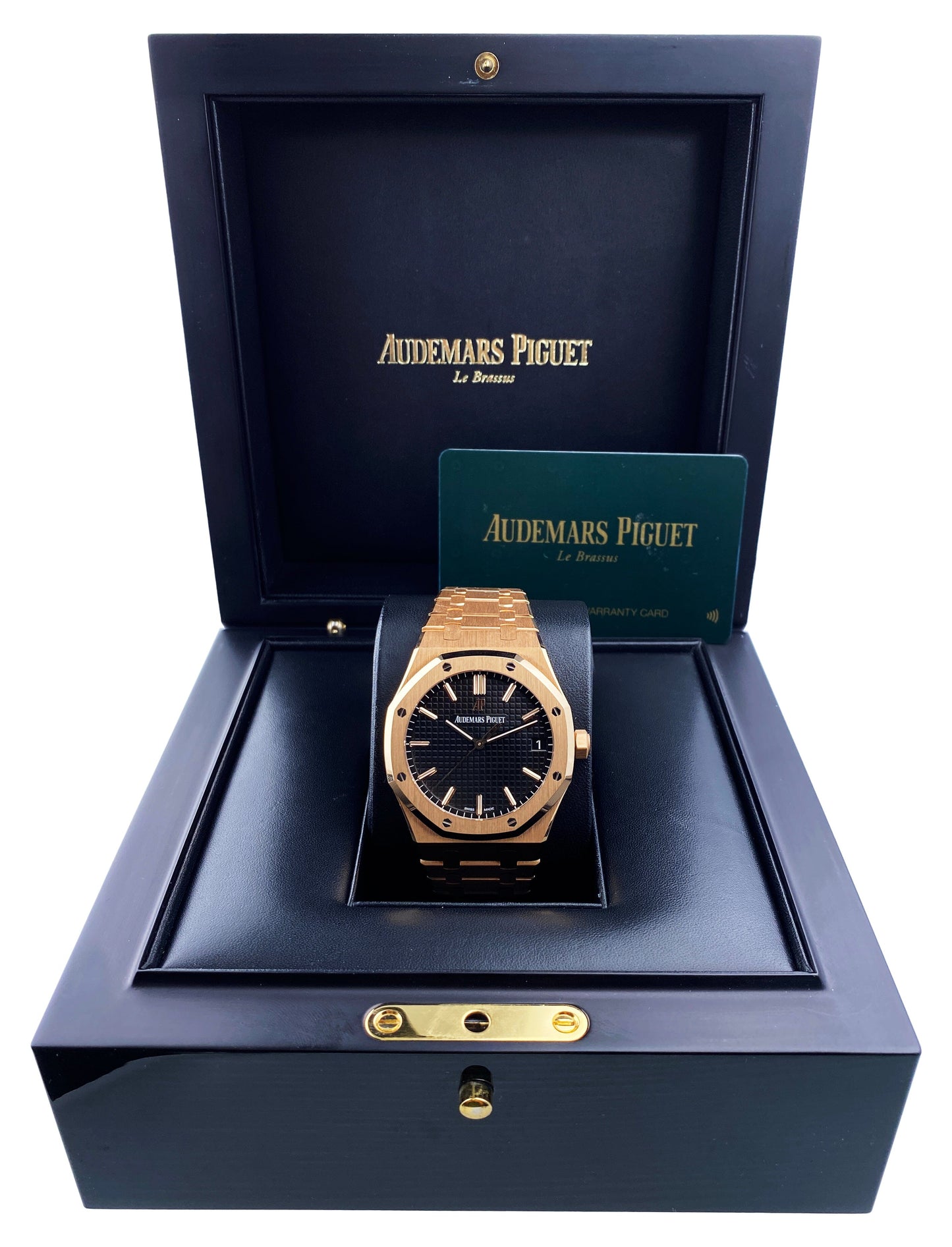 Audemars Piguet Royal Oak 15500OR Black Dial Mens Watch Box Papers