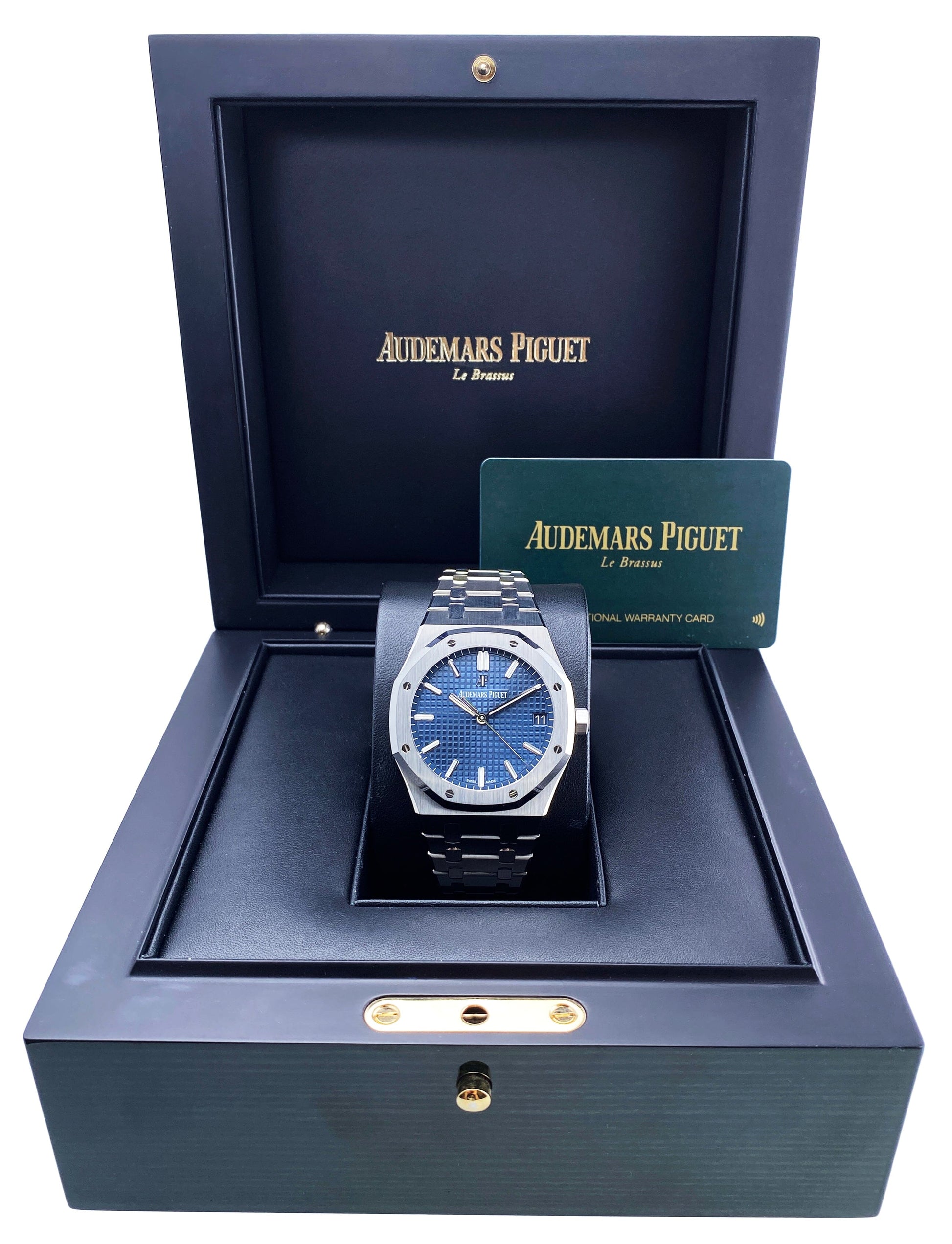 Audemars Piguet Royal Oak 15500ST Blue Dial Mens Watch Box Papers