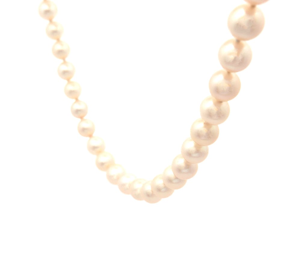 8.0MM Akoya Pearl and Ruby Clasp Strand Necklace in 14K