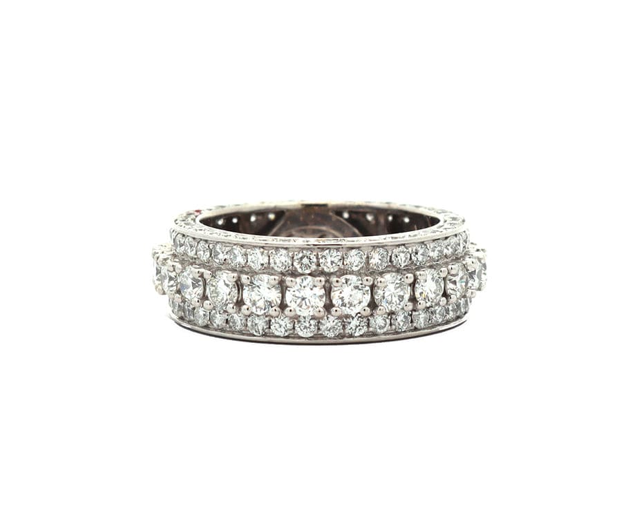 4.75ctw Round Diamond Triple Row Eternity Band Ring in 14K