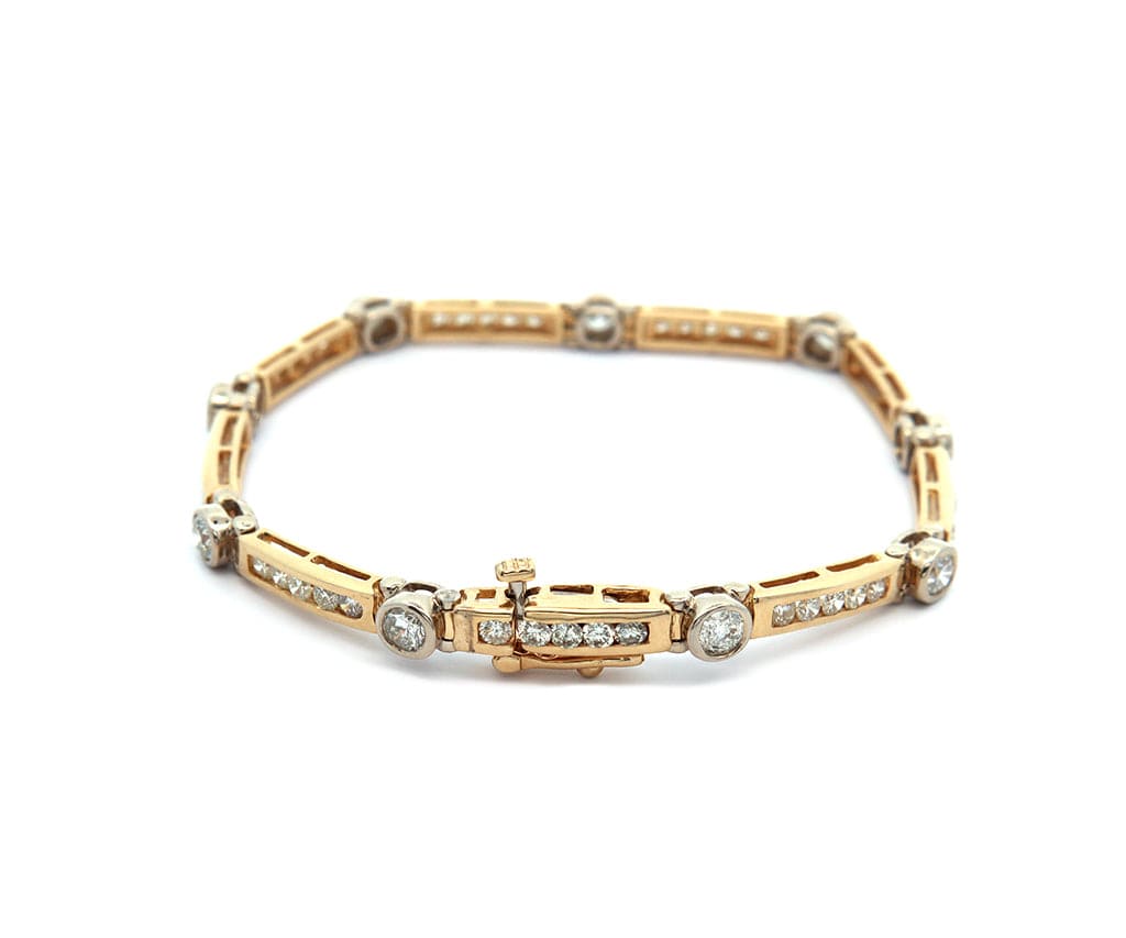 4.75ctw Diamond Bezel and Channel Set Station Bracelet in 14K