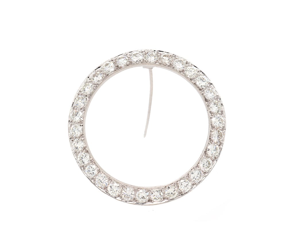 3.00ctw Round Diamond Circle Brooch in Platinum