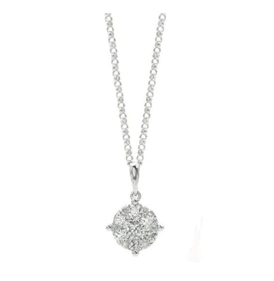 A Link 18K White Gold Diamond Cluster Pendant Necklace