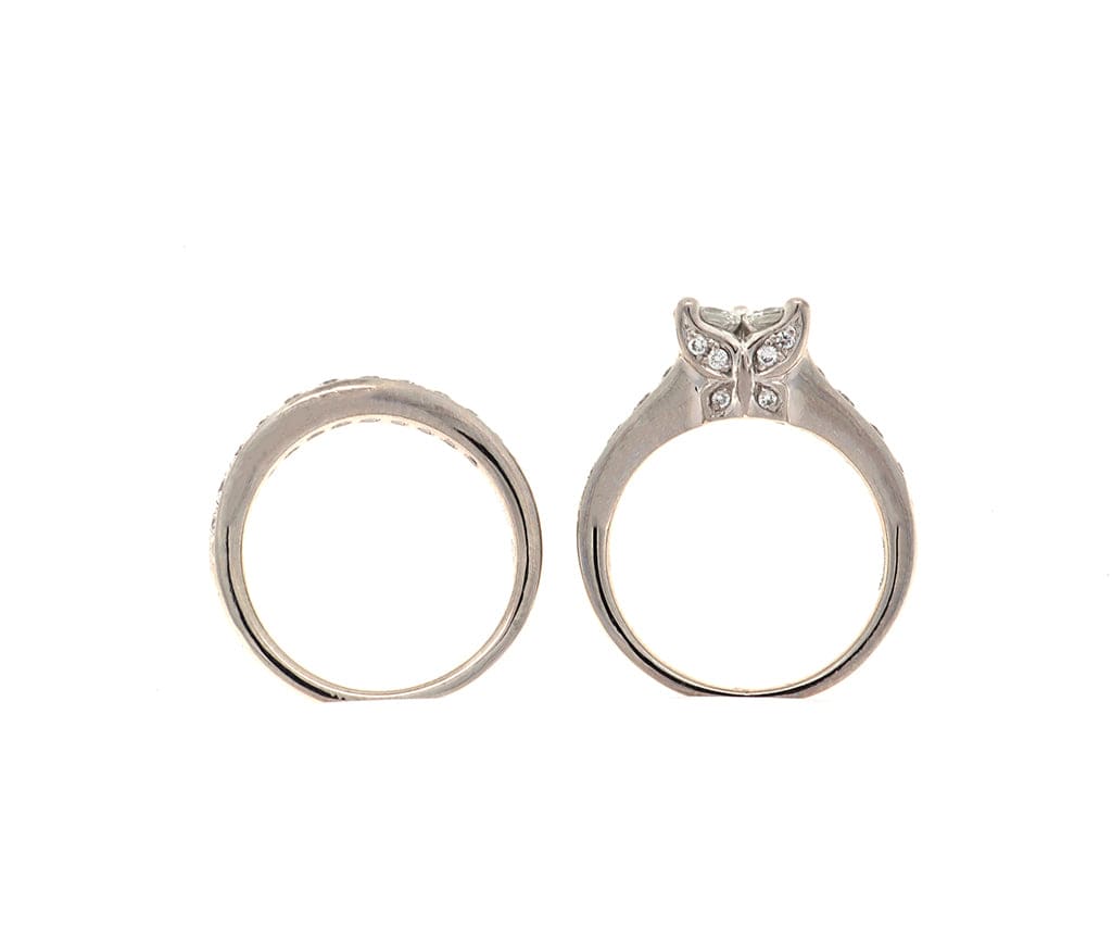 1.14ctw Nelson Calla and Round Diamond Straight Bridal Set in Platinum