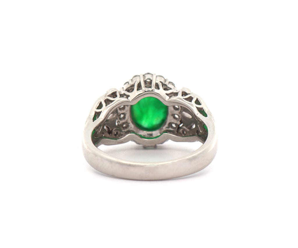 2.05ct Jade and 0.50ctw Diamond Frame Milgrain Heirloom Ring in Platinum