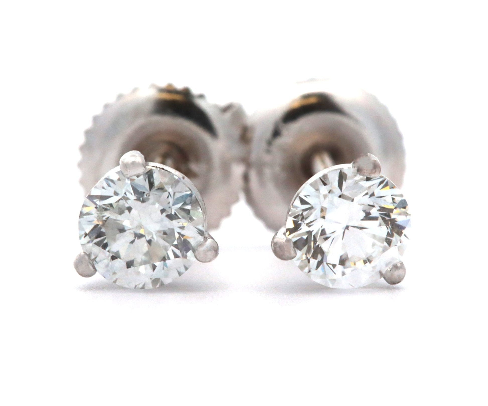 0.78ctw Round Diamond Solitaire Stud Earrings in 14K