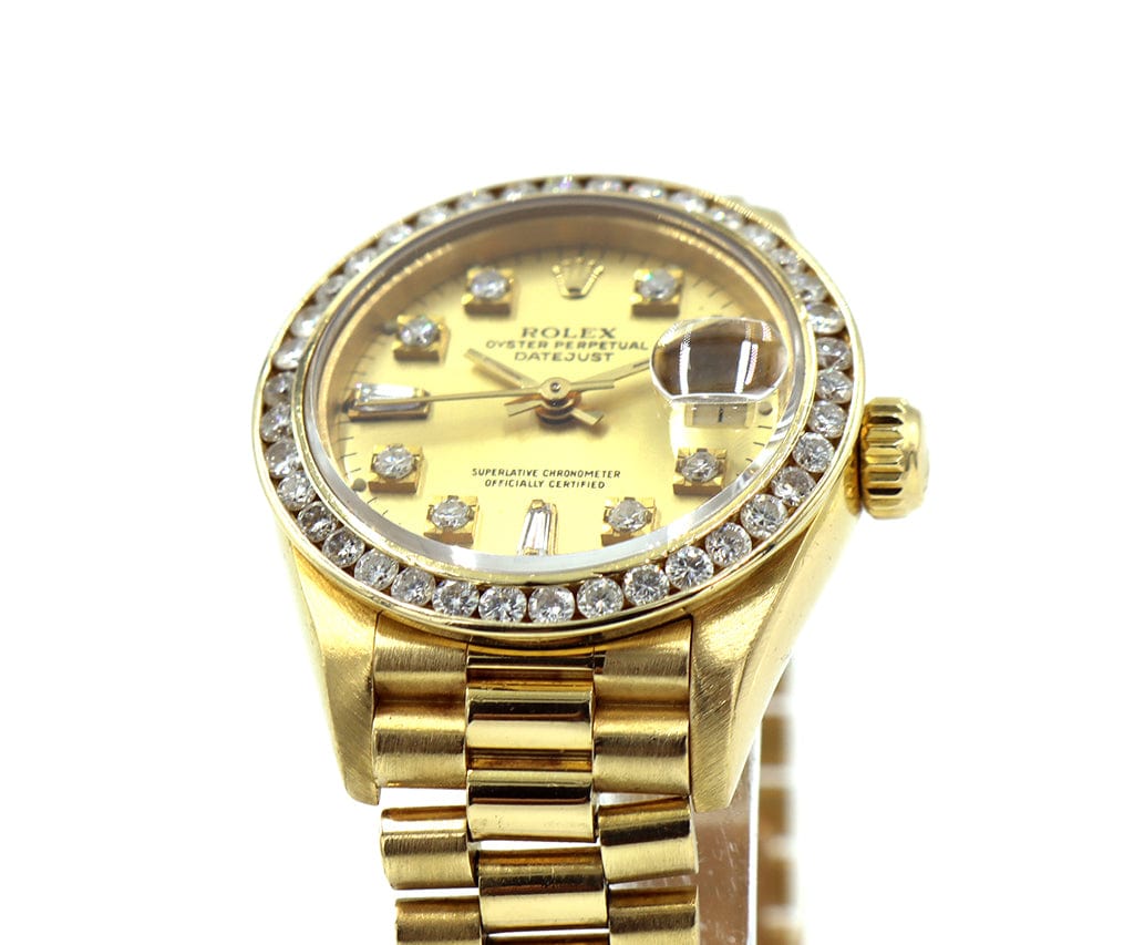 1991 Rolex Datejust President 69178 26MM Aftermarket Diamond Dial and Bezel Ladies Watch