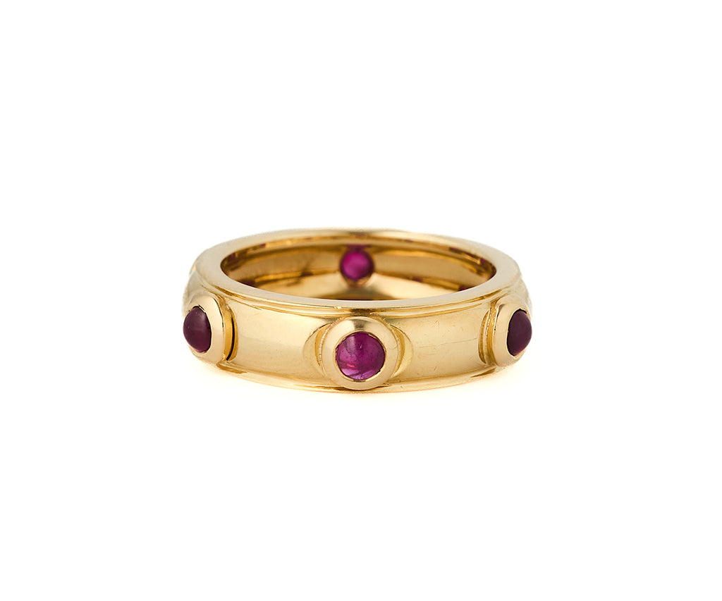 Vintage Tiffany & Co. Ruby Cabochon Six Stone Band Ring in 18K