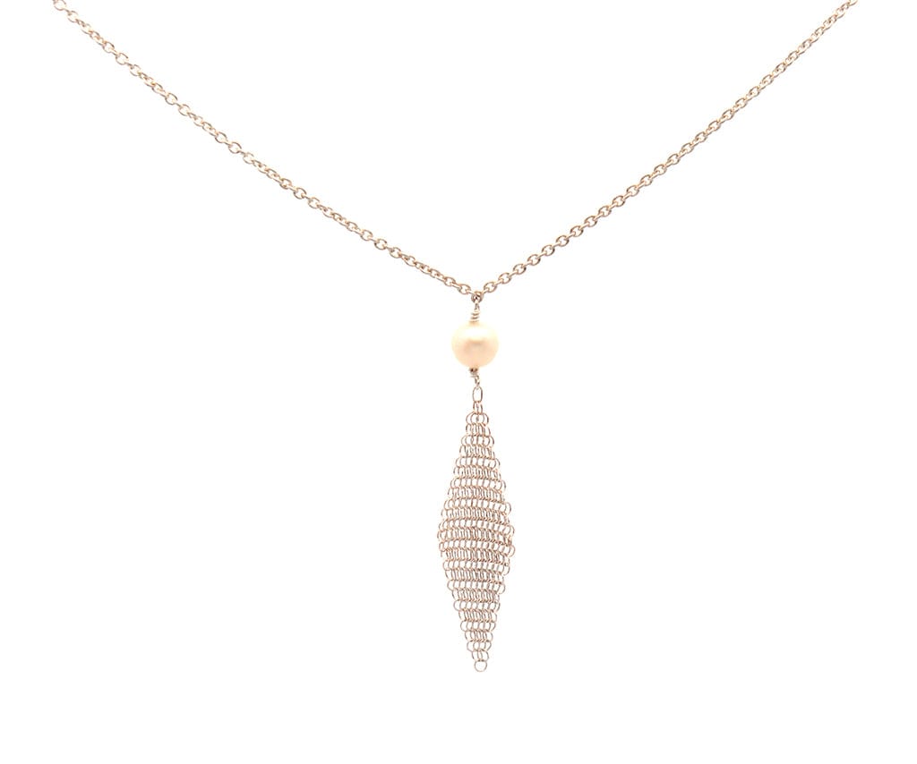 Tiffany & Co. Elsa Peretti Pearl and Mesh Necklace in Sterling