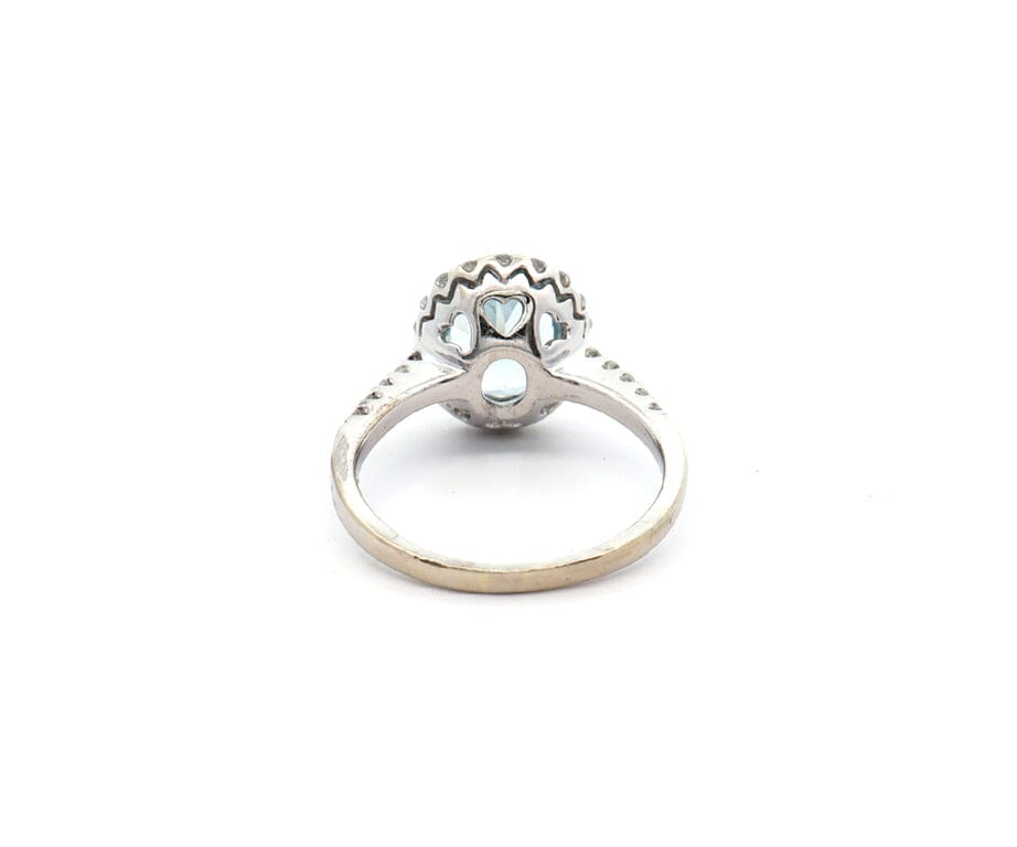 2.45ct Oval Aquamarine and 0.40ctw Diamond Frame Ring in 14K