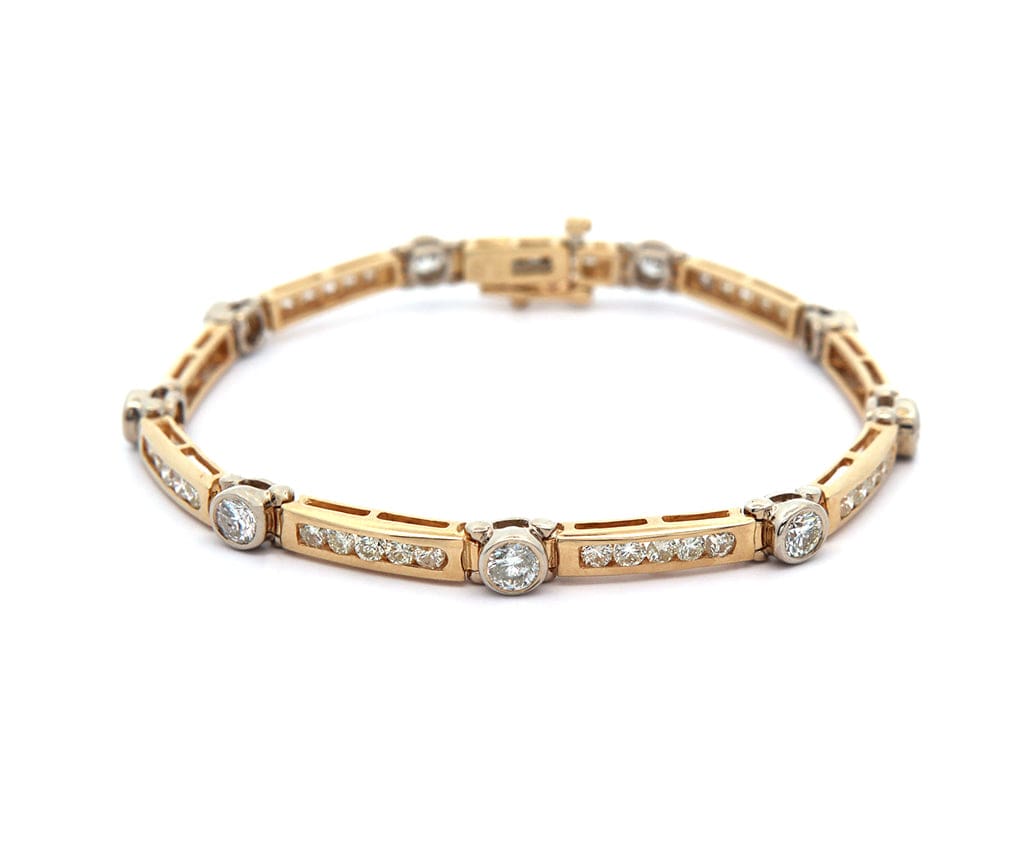 4.75ctw Diamond Bezel and Channel Set Station Bracelet in 14K