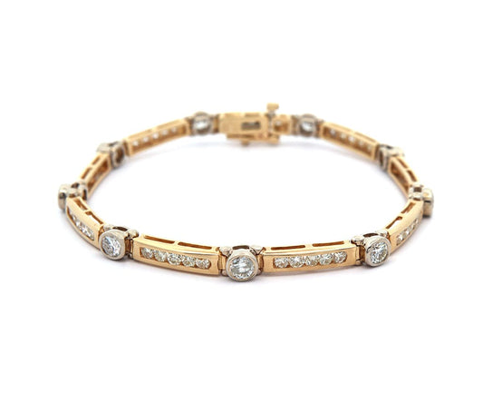 4.75ctw Diamond Bezel and Channel Set Station Bracelet in 14K