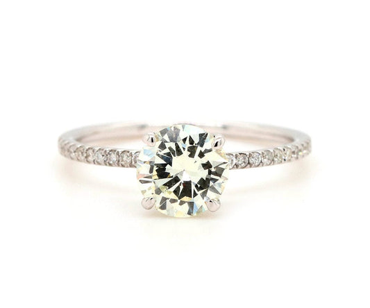 1.45ctw Round Diamond Under Halo Straight Engagement Ring in 18K