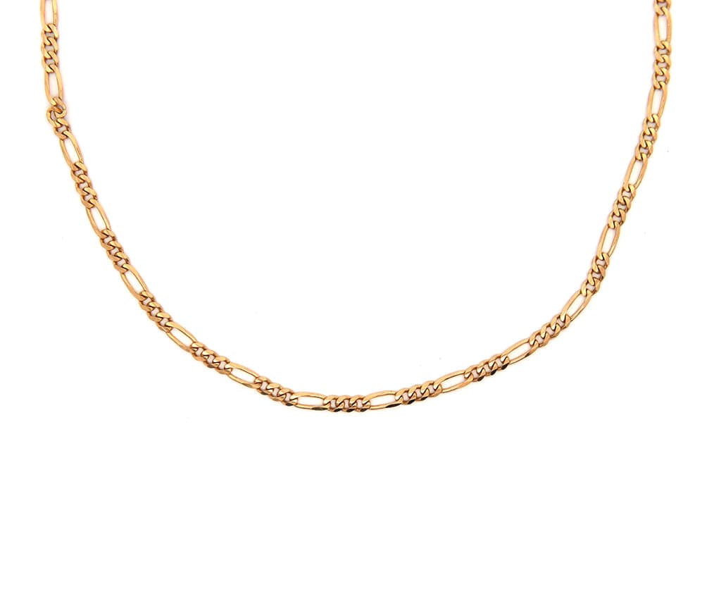 3.0MM Polished Figaro Link Chain Necklace in 14K