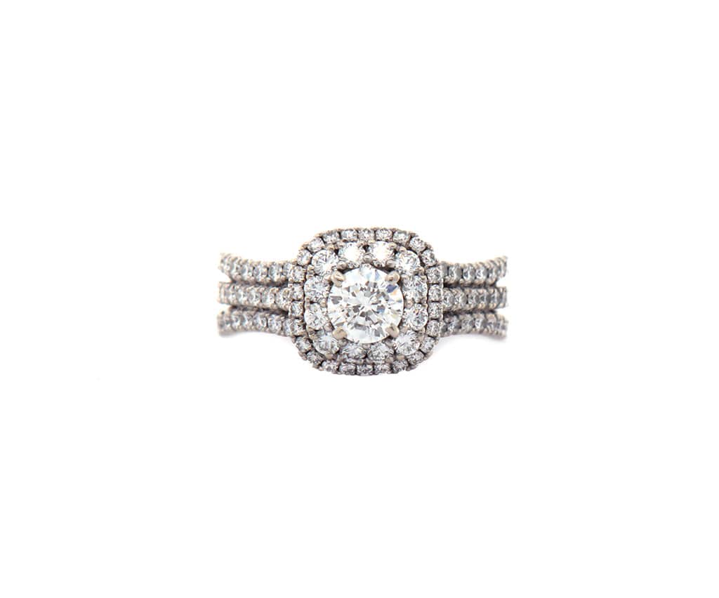 1.79ctw Round Diamond Double Frame Engagement Ring in 14K