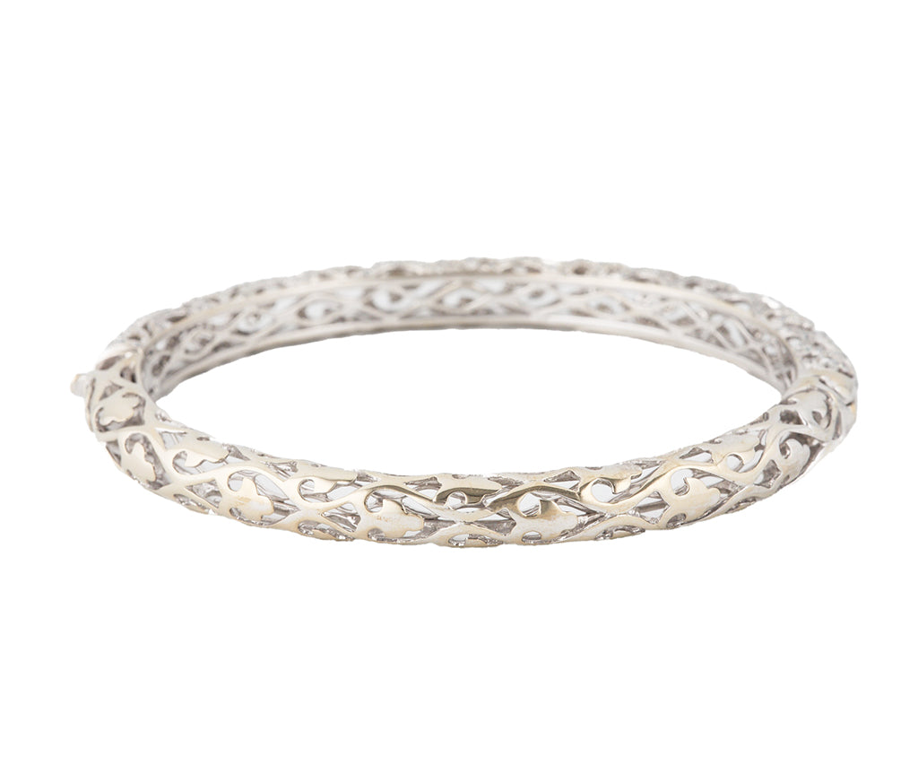 1.50tw Diamond Filigree Bangle Bracelet in 18K