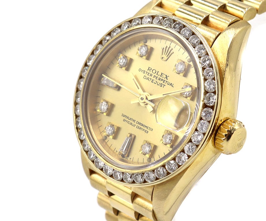 1991 Rolex Datejust President 69178 26MM Aftermarket Diamond Dial and Bezel Ladies Watch