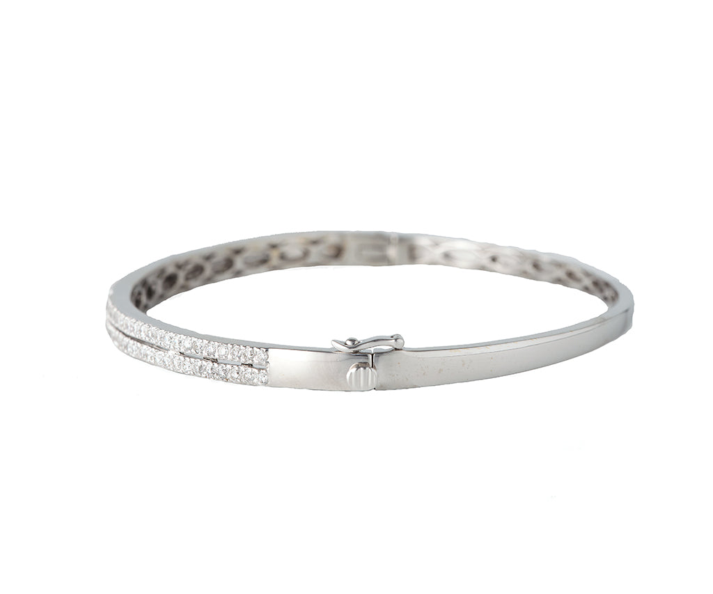 1.35ctw Diamond Double Row Bangle Bracelet in 14K