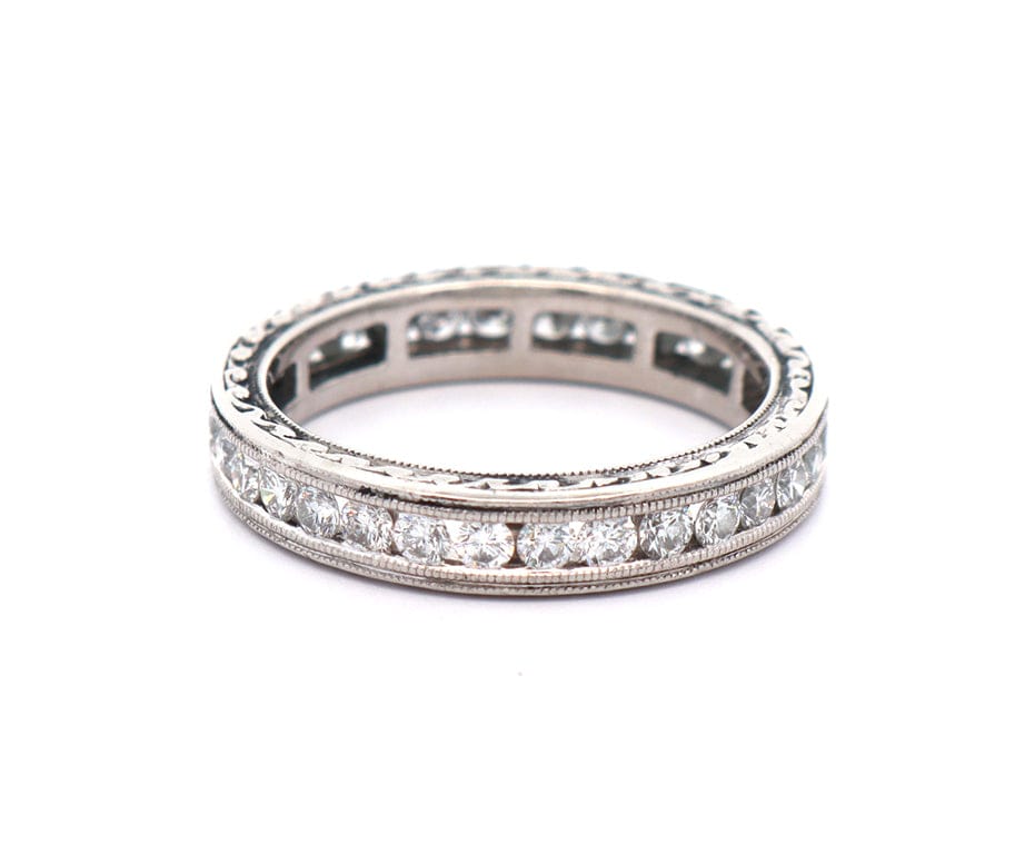 1.00ctw Round Diamond Channel Set Eternity Wedding Band Ring in Platinum