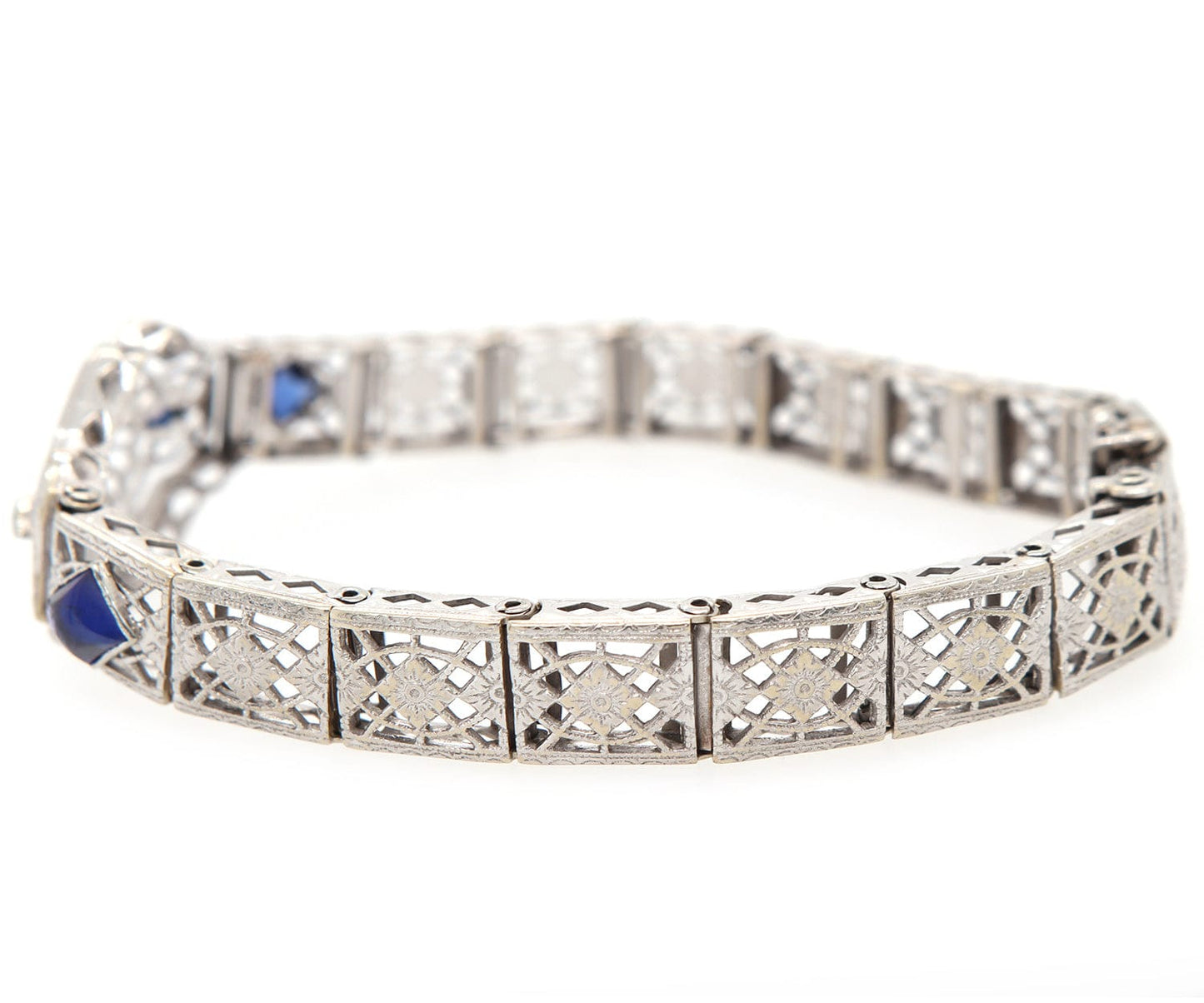 Vintage 0.50ct Old European Cut Diamond and Synthetic Sapphire Bracelet in 14K