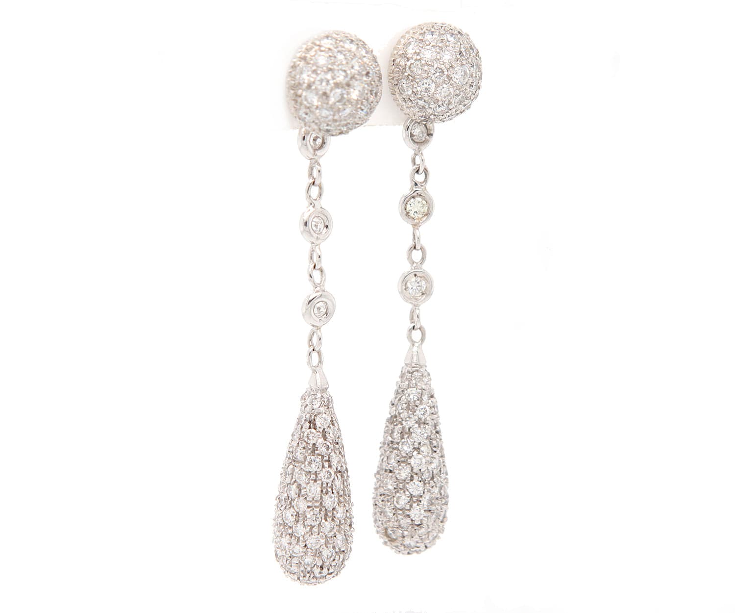 2.00ctw Pave Diamond Dome Style Dangle Earrings in 18K