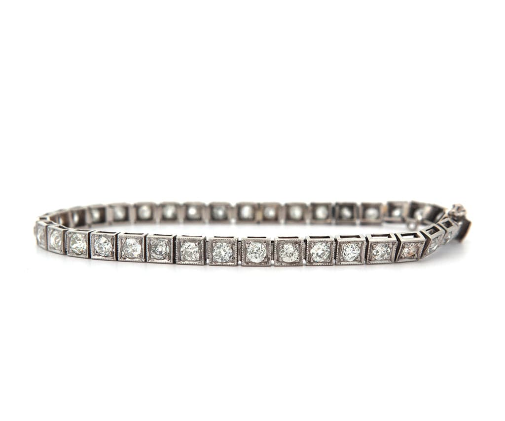 Vintage 2.65ctw Diamond Milgrain Tennis Bracelet in 14K