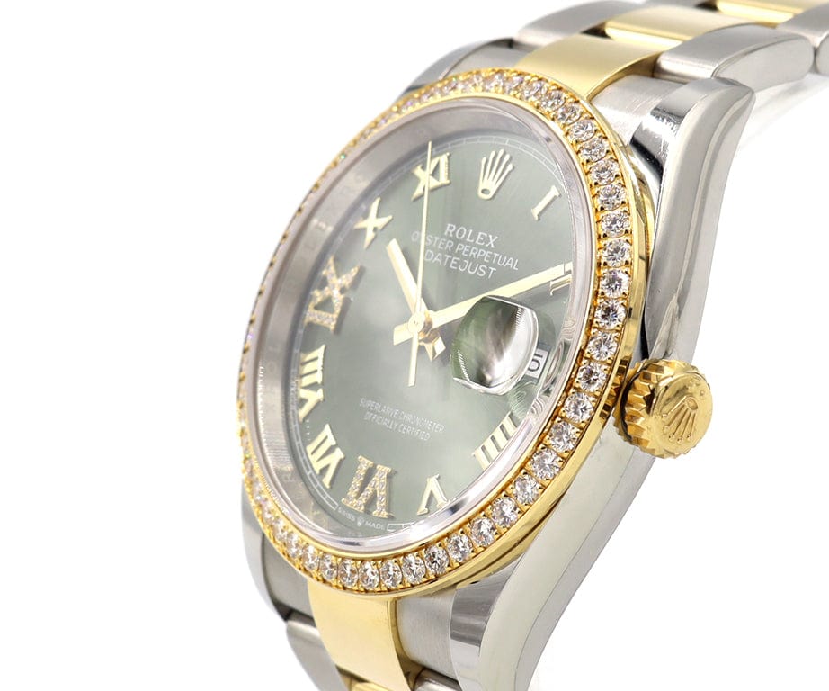 2019 Rolex Datejust 126283 36MM Diamond Bezel and Olive Green Dial Watch