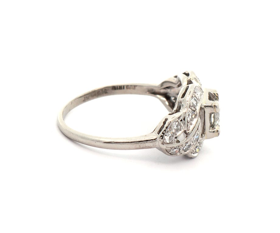 0.73ctw European and Single Cut Diamond Loop Ring in Platinum