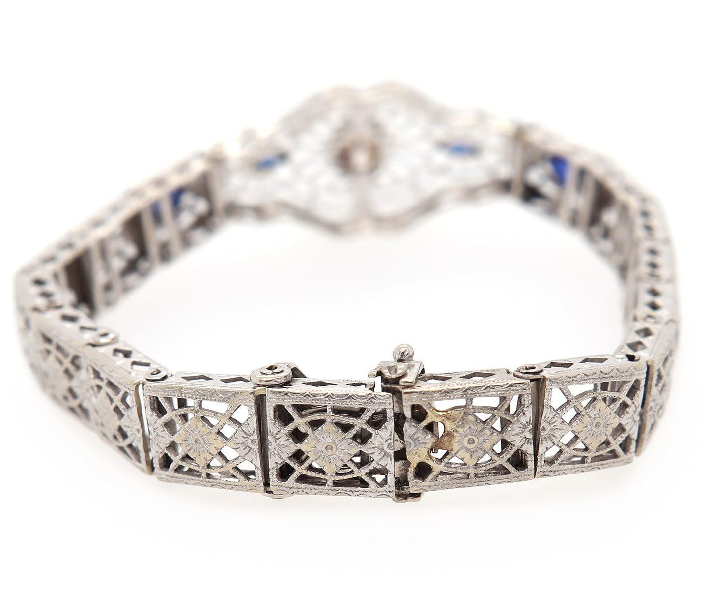 Vintage 0.50ct Old European Cut Diamond and Synthetic Sapphire Bracelet in 14K