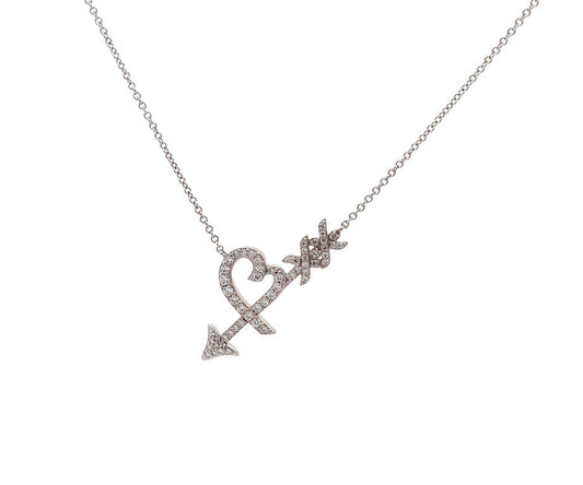 Tiffany & Co. 0.21ctw Diamond Paloma Picasso Heart & Arrow Pendant Necklace 18K