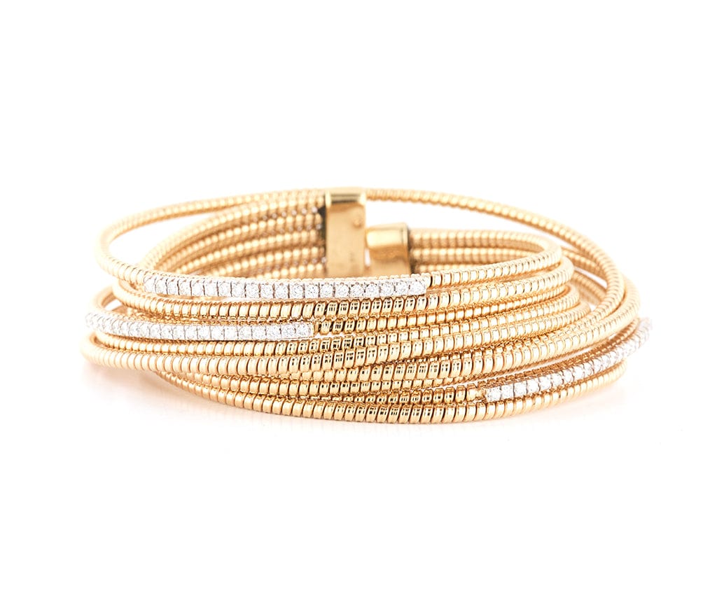 1.50ctw Diamond Bar Flexible Wrap Bangle Bracelet in 14K