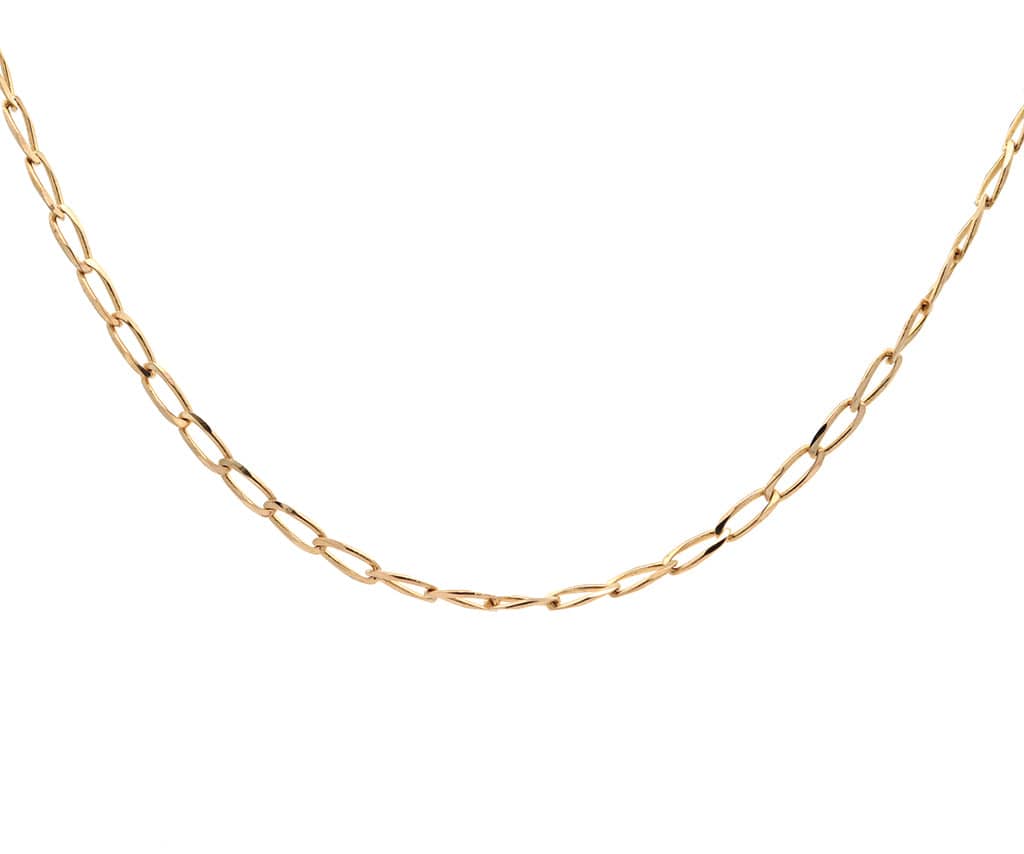 3.0MM Polished Elongated Curb Link Chain Necklace in 14K