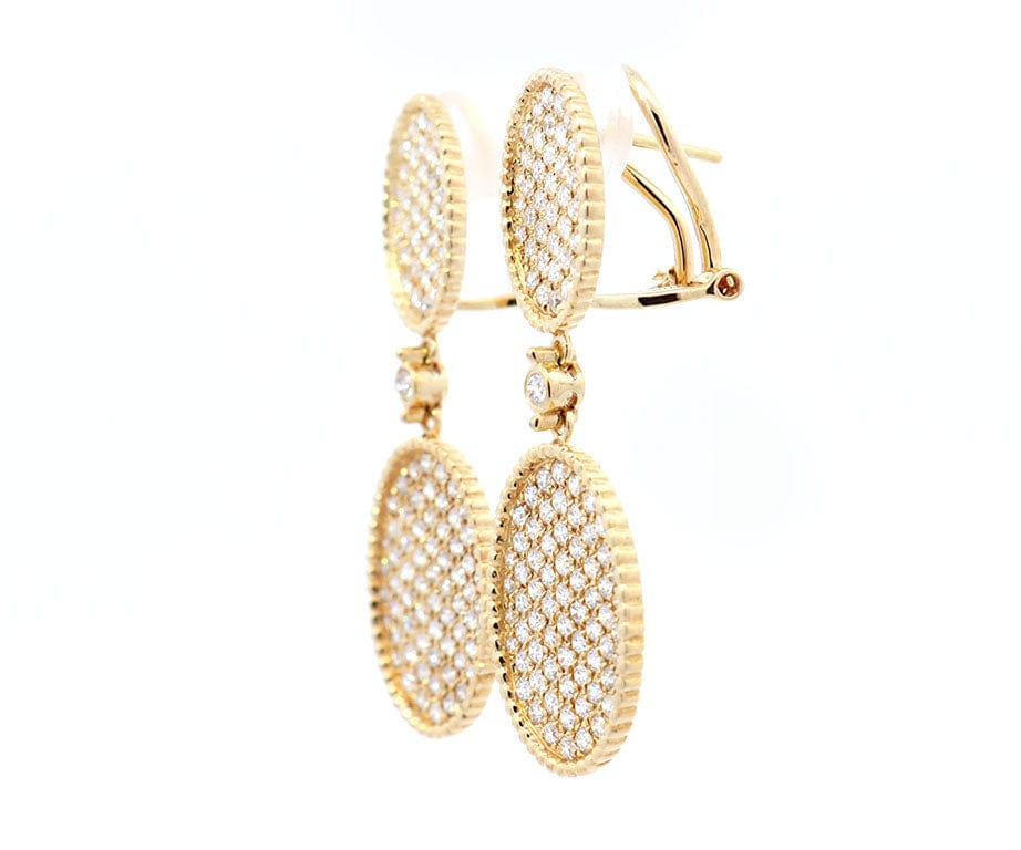 2.08ctw Pave Diamond Oval Station Dangle Earrings in 18K