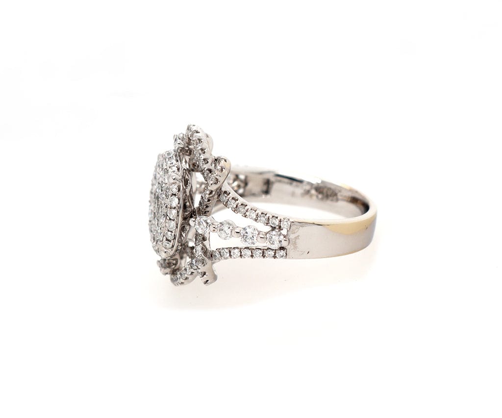 1.47ctw Diamond Cluster Swirl Frame Ring in 18K