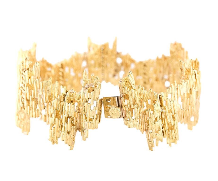 Toliro Brutalist Bark Textured Bracelet in 18K