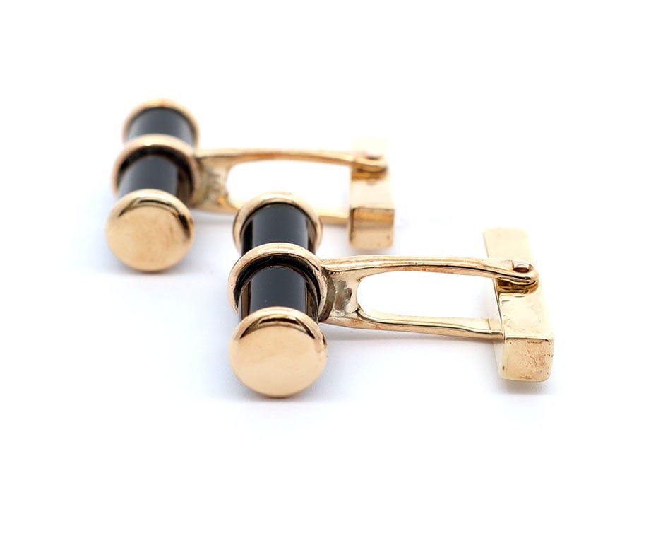 Vintage Tiffany & Co. Black Enamel Barrel Cufflinks in 14K