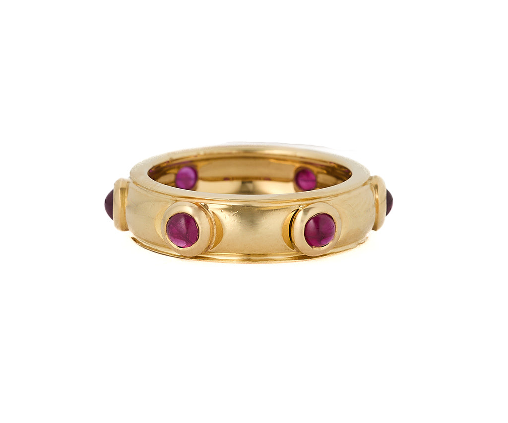 Vintage Tiffany & Co. Ruby Cabochon Six Stone Band Ring in 18K