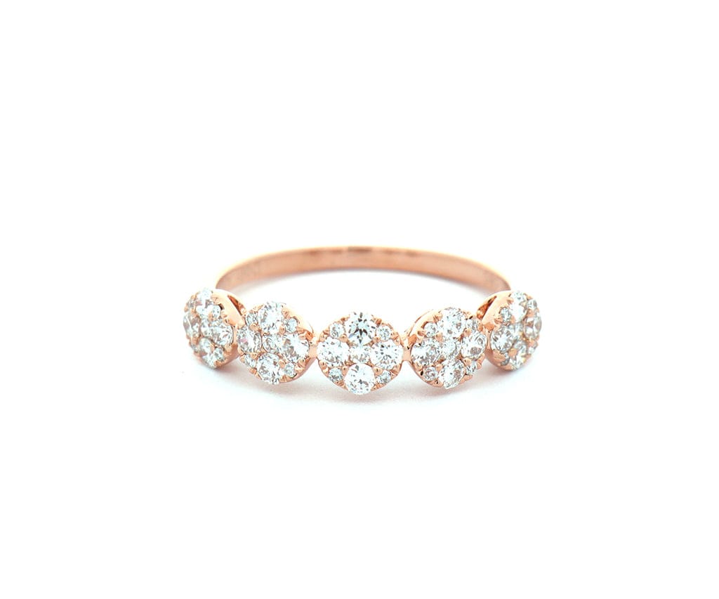 0.61ctw Diamond Cluster Five Station Ring in 14K