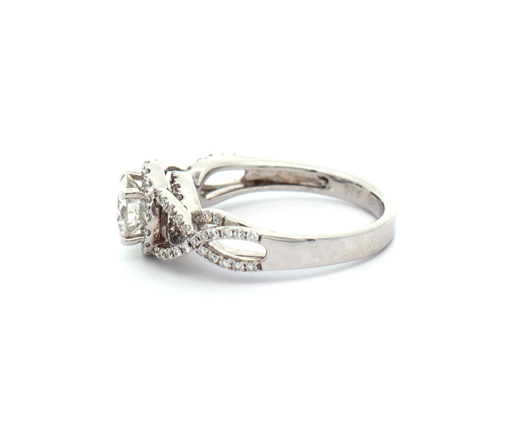 1.41ctw Round Diamonds Halo Woven Shank Engagement Ring in 14K