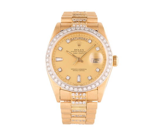 1984 Rolex President Day-Date Aftermarket Diamond Dial & Bezel Watch