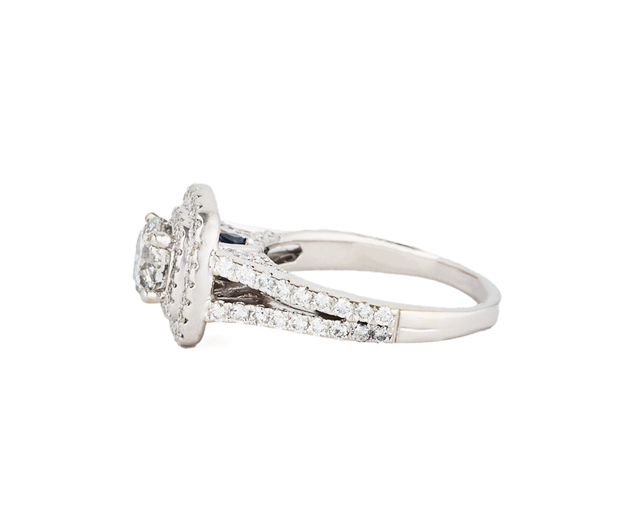 2.01ctw Round Diamond Double Frame Engagement Ring in 14K