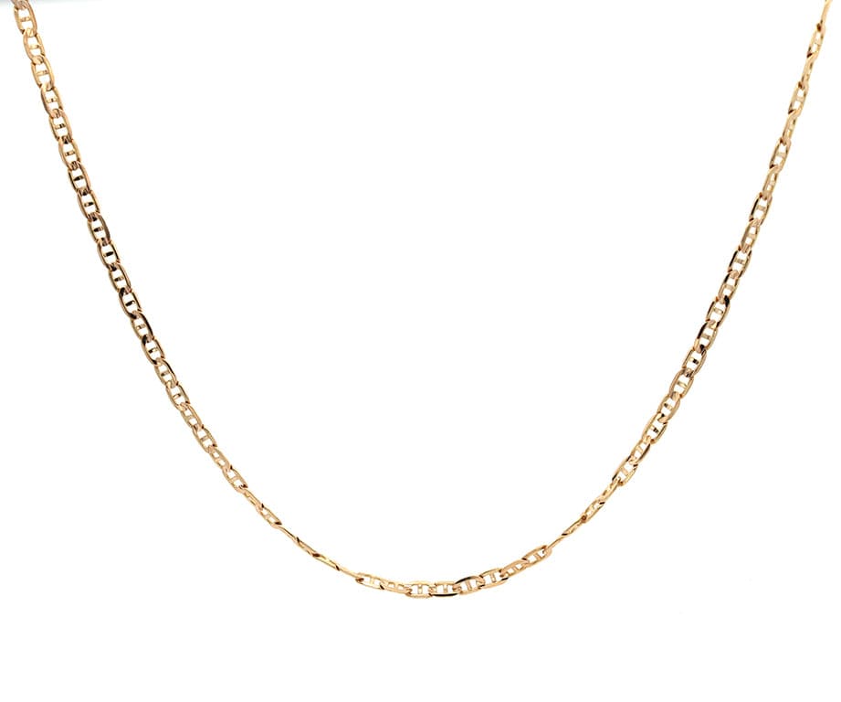 3.0MM Polished Anchor Link Chain Necklace in 14K