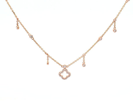 0.50ctw Diamond Station Clover Pendant Necklace in 14K