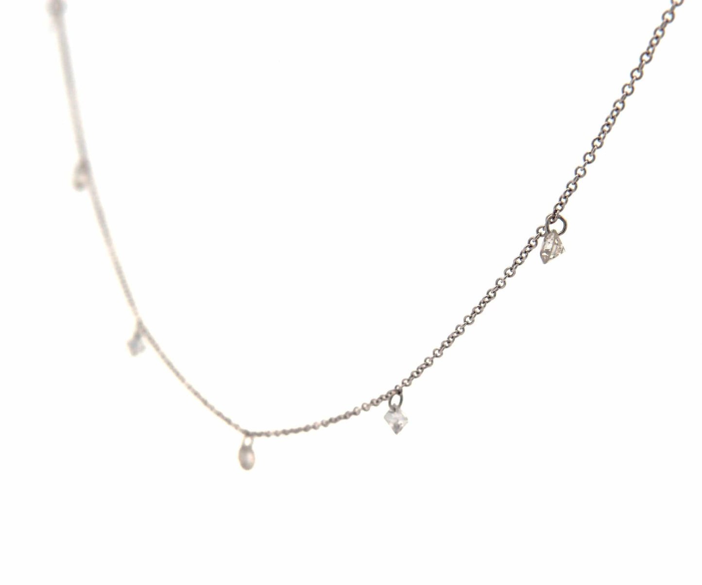 0.76ctw Princess and Round Cut Floating Station Necklace in 14K